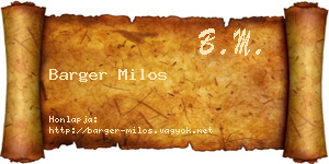 Barger Milos névjegykártya